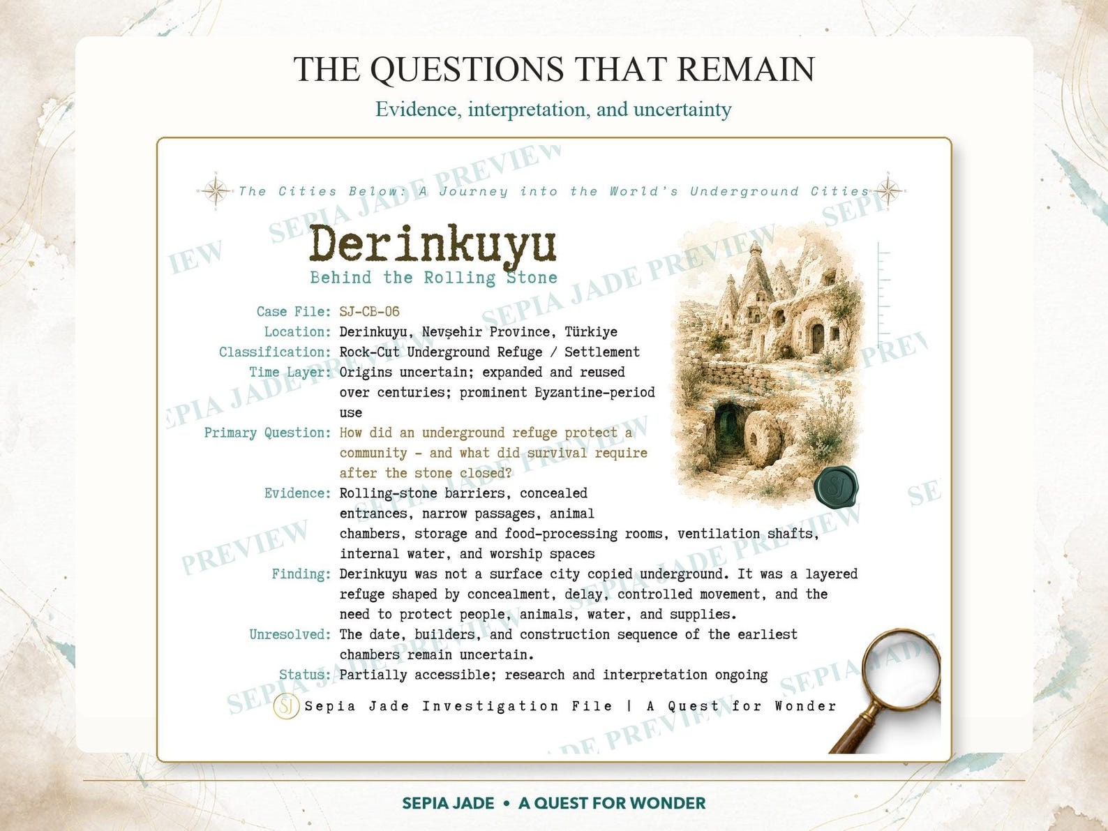 The archaeological questions that remain at Derinkuyu