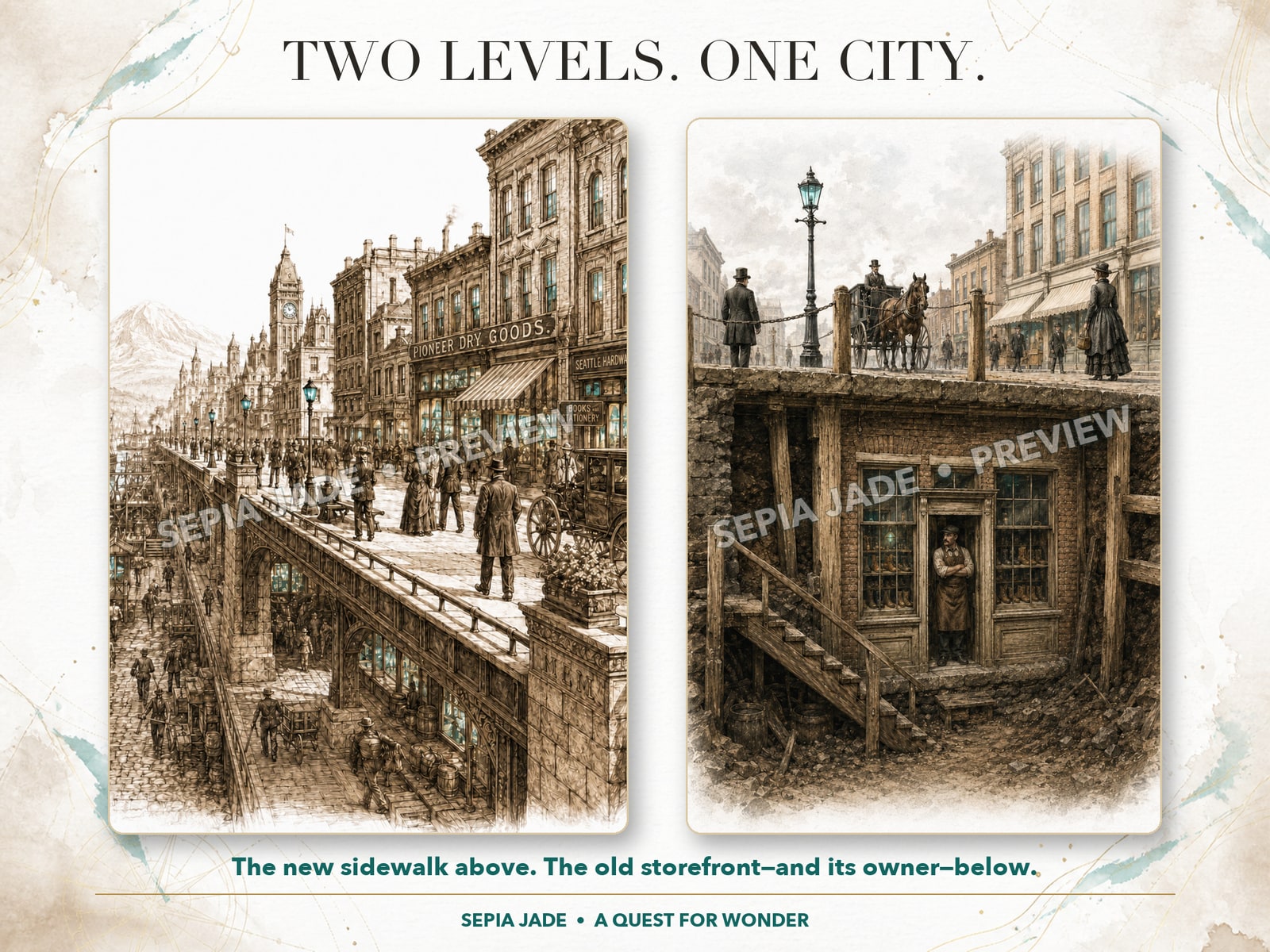 Two levels of Seattle shown together