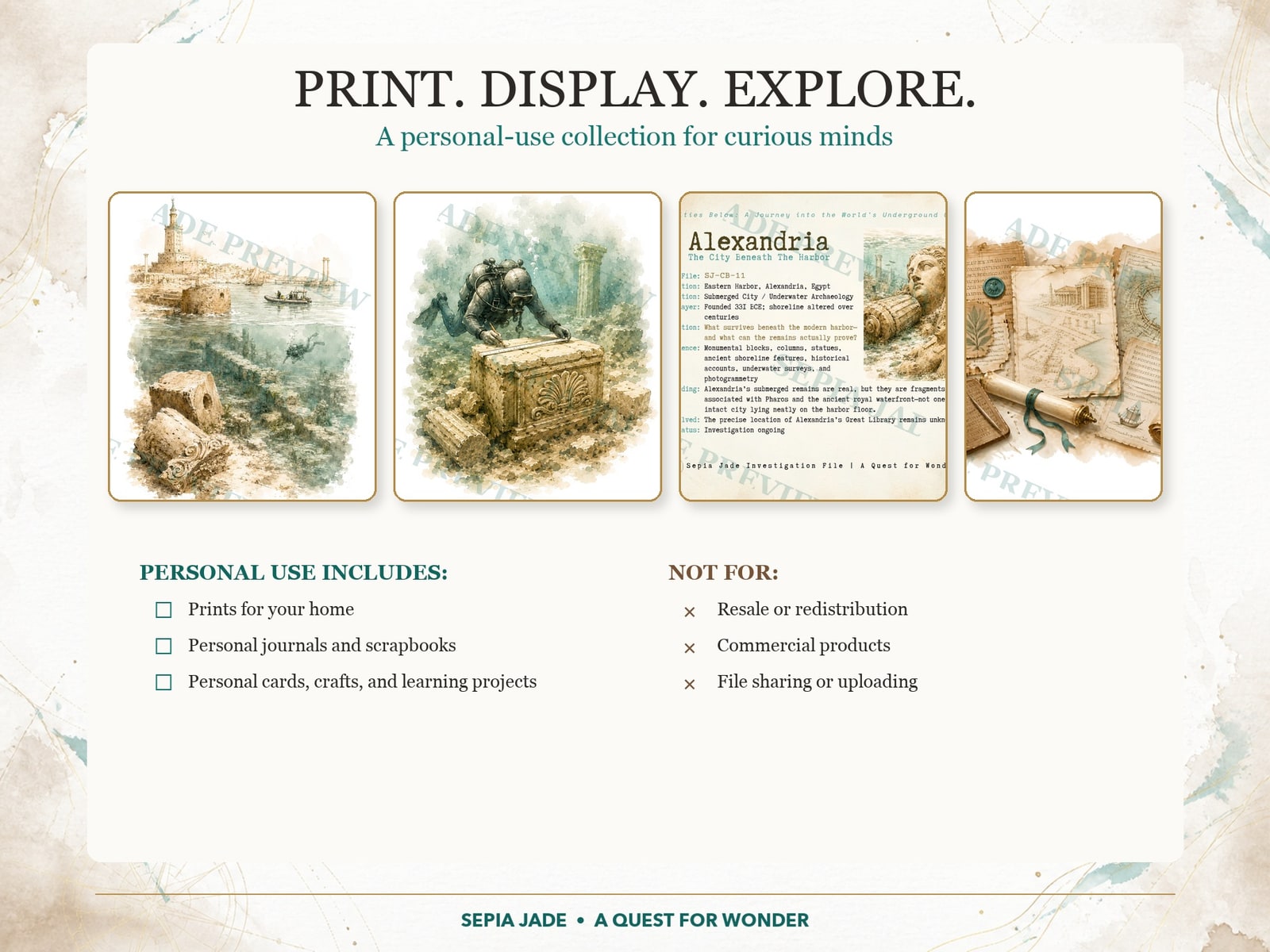 Personal-use information for the Alexandria collection