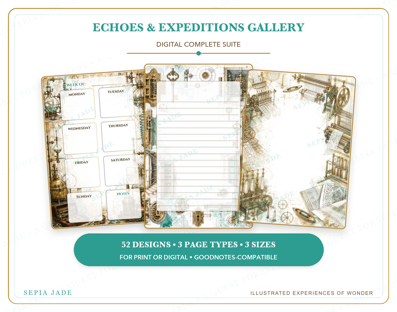 Instant digital download information for Echoes & Expeditions Gallery — Digital Complete Suite — 52 Designs