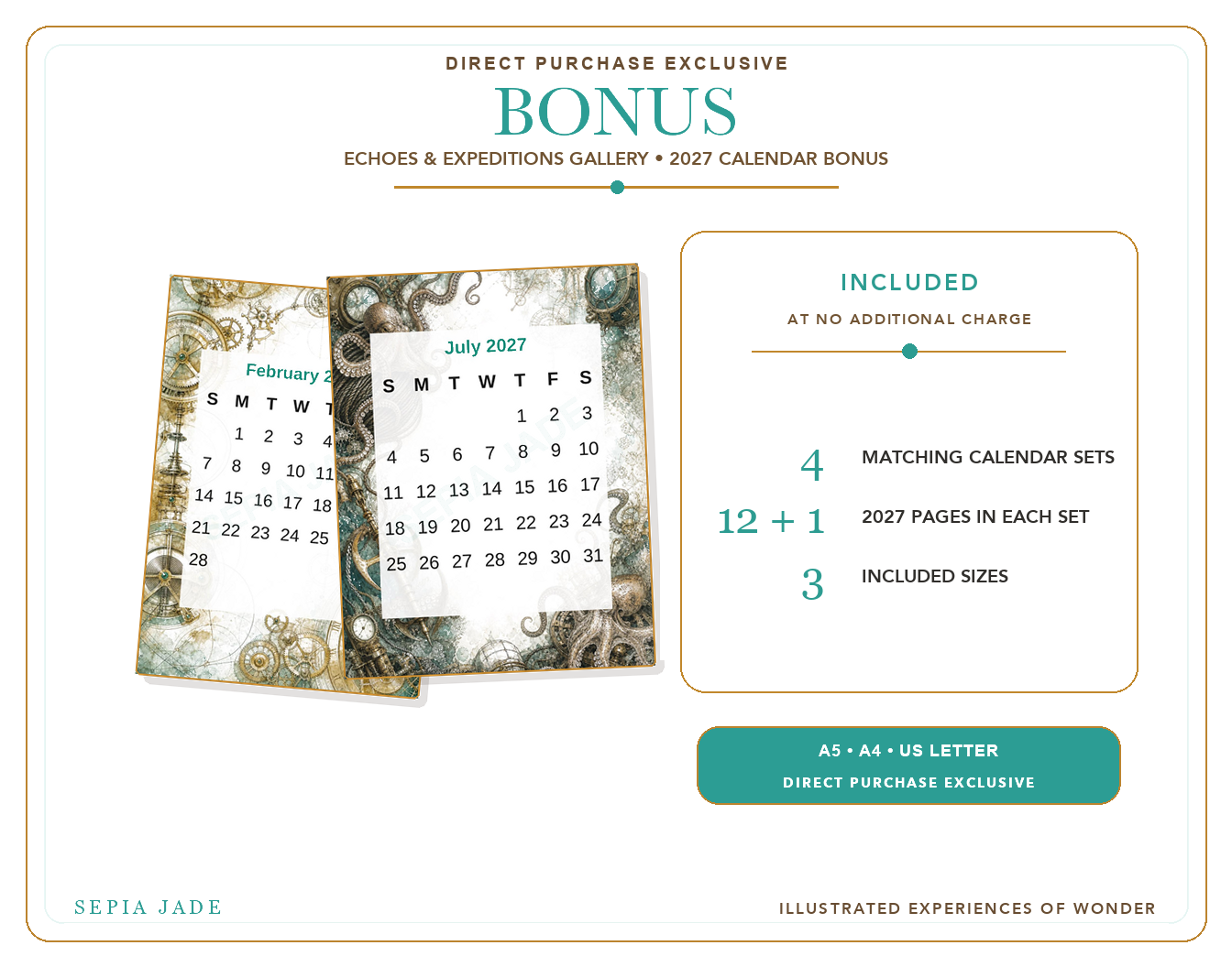 Direct-purchase All Four Matching 2027 Calendar Bonuses preview for Echoes & Expeditions Gallery