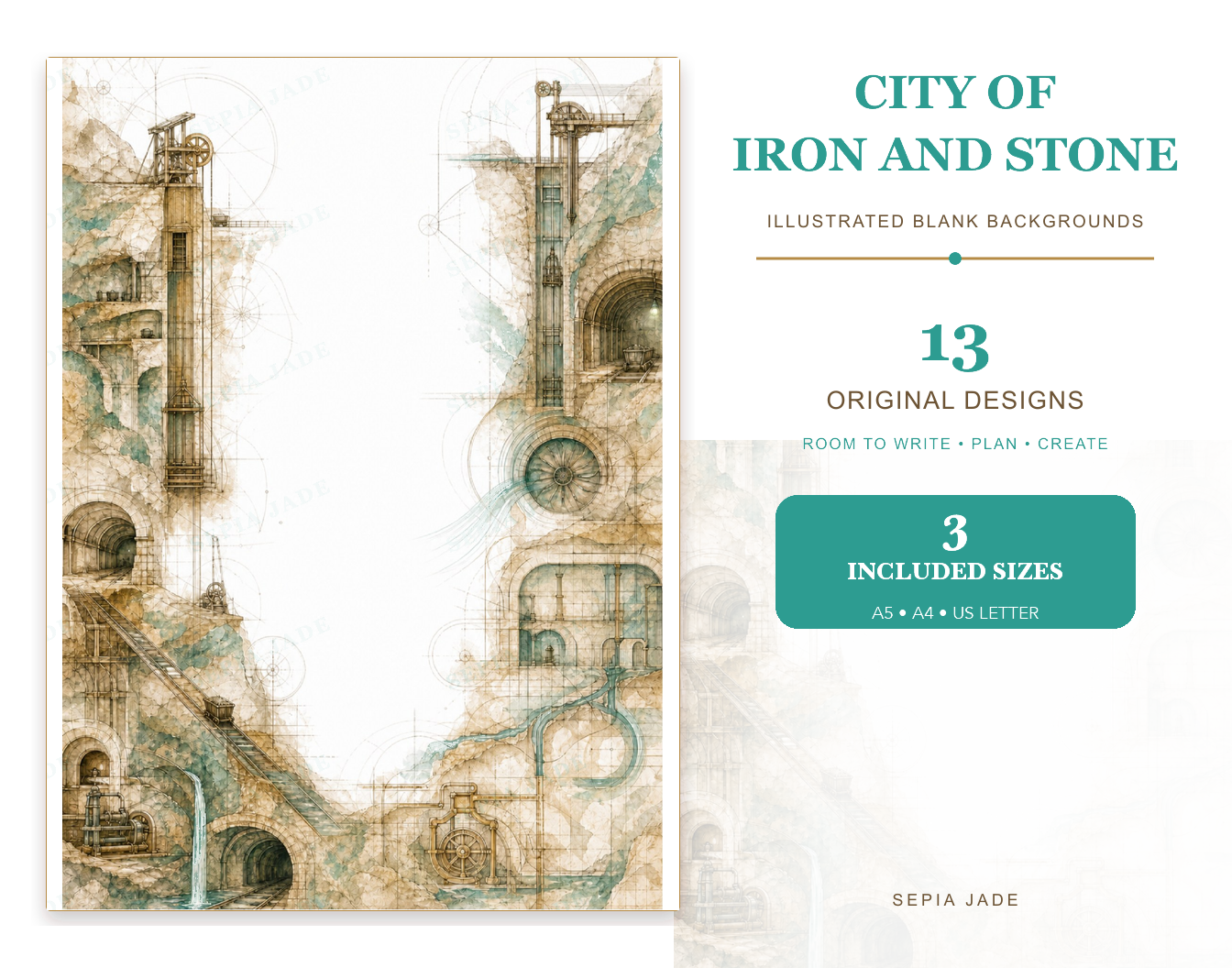 City of Iron and Stone Digital Blank Backgrounds — 13 Designs hero preview
