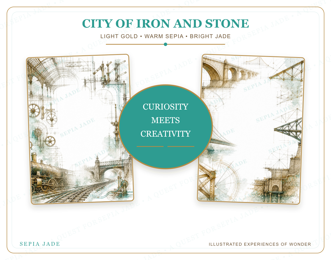 The artwork story for City of Iron and Stone Digital Blank Backgrounds — 13 Designs