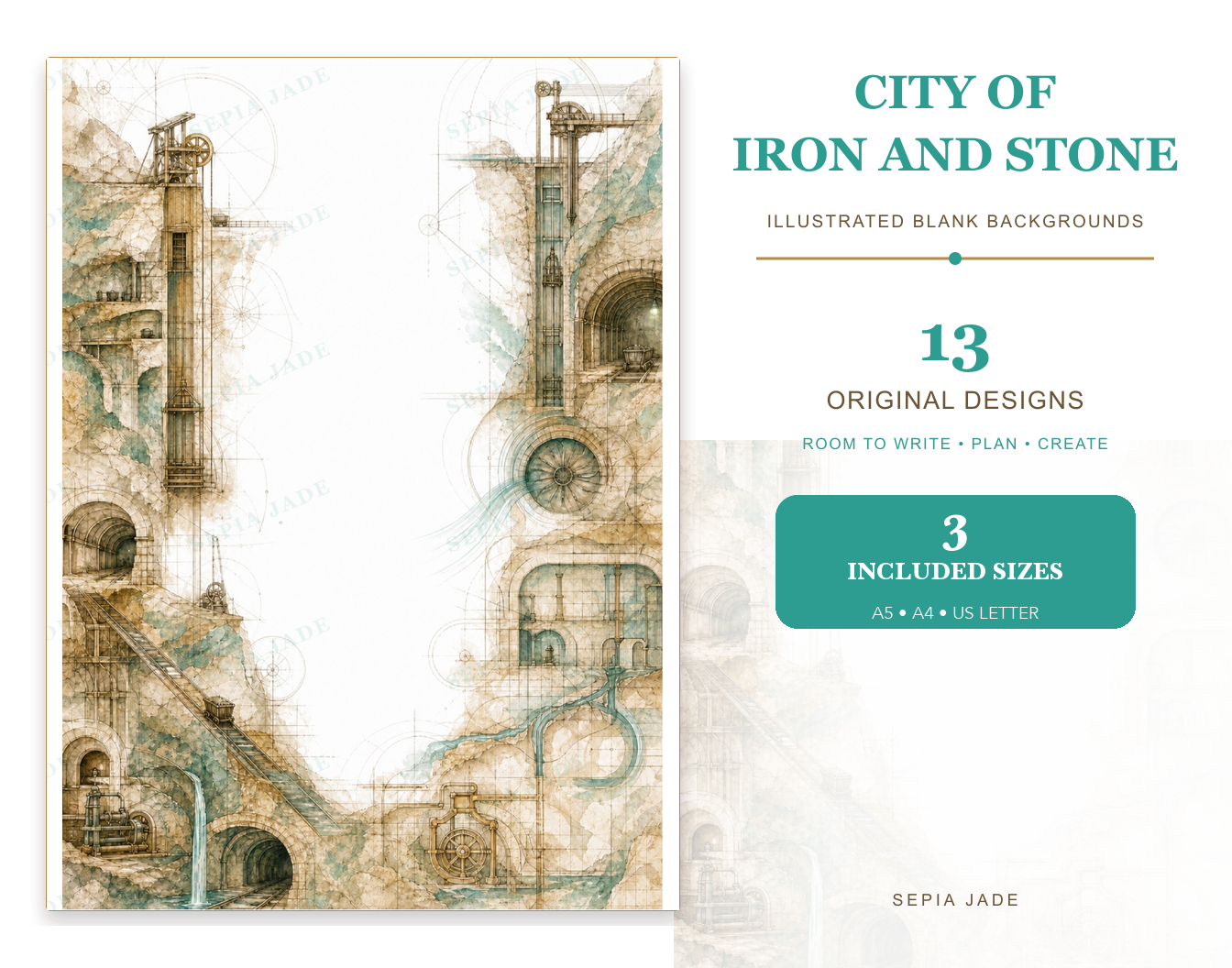 City of Iron and Stone Digital Blank Backgrounds — 13 Designs