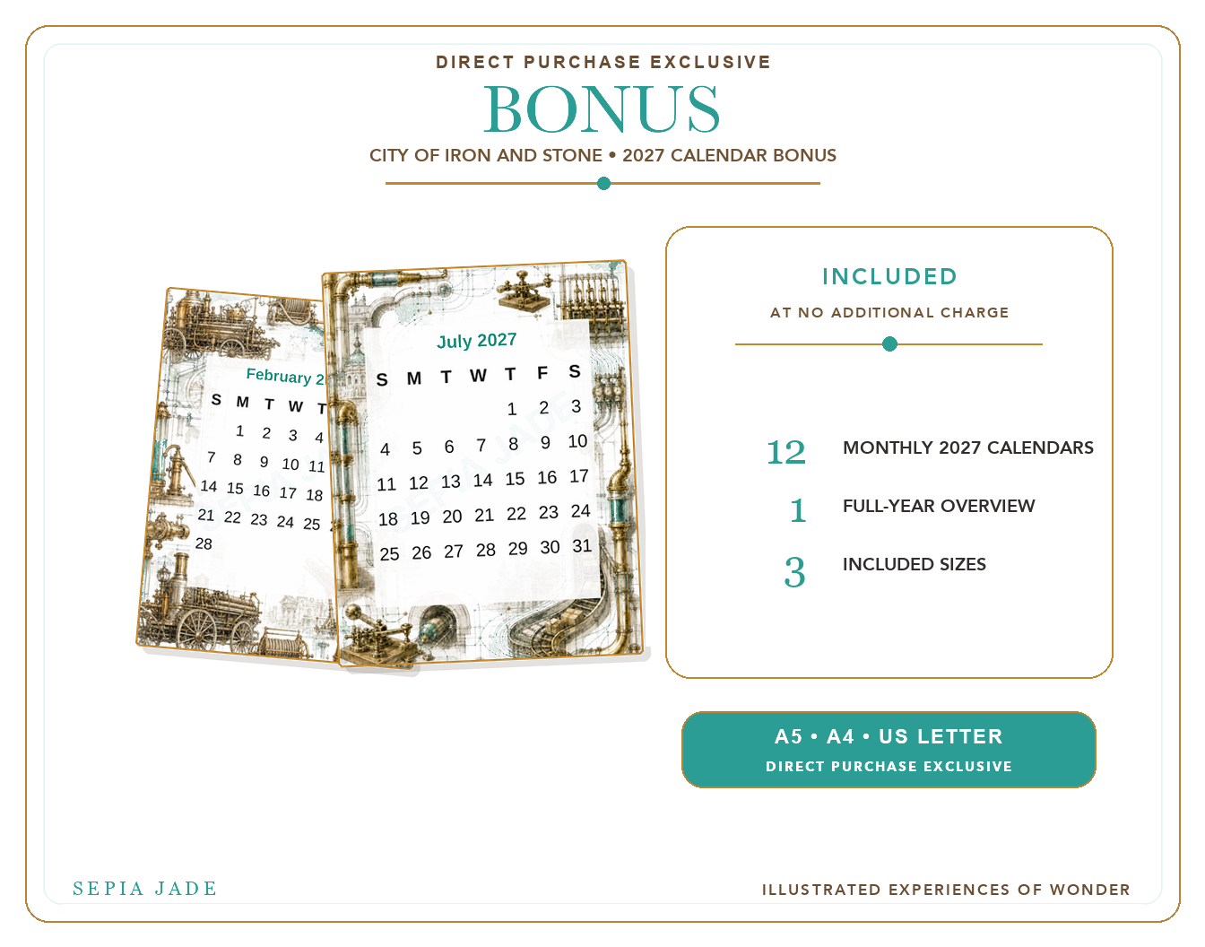 Direct-purchase 2027 Calendar Bonus preview for City of Iron and Stone