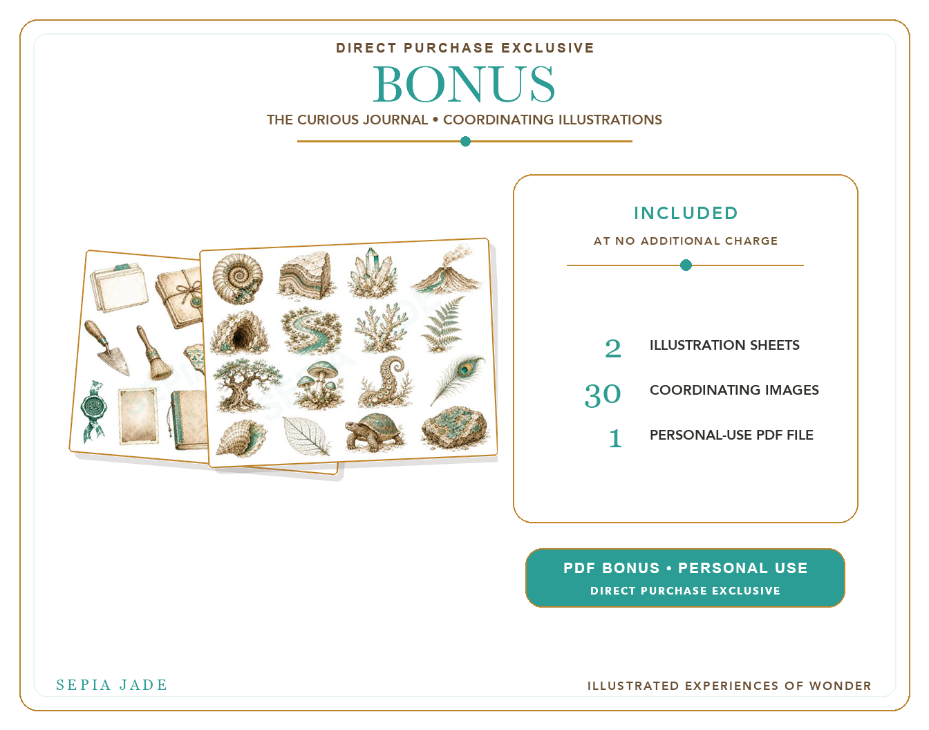 Direct-purchase Coordinating Illustration Bonus preview for The Curious Journal