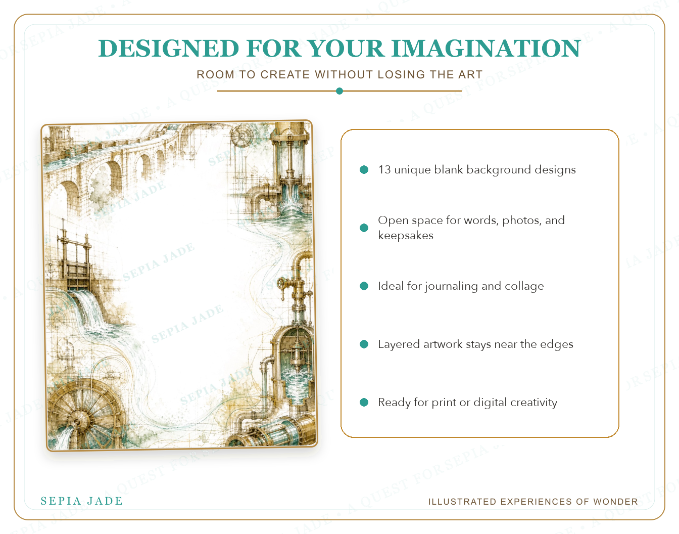 Product details for The Curious Journal Digital Blank Backgrounds — 13 Designs