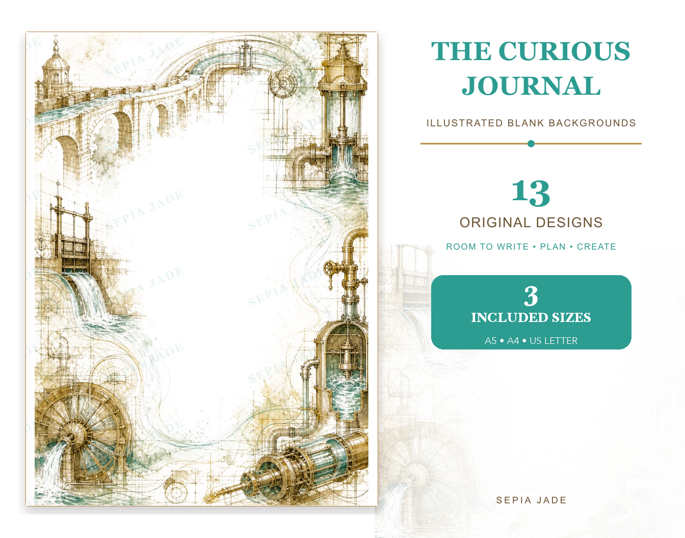 The Curious Journal Digital Blank Backgrounds — 13 Designs