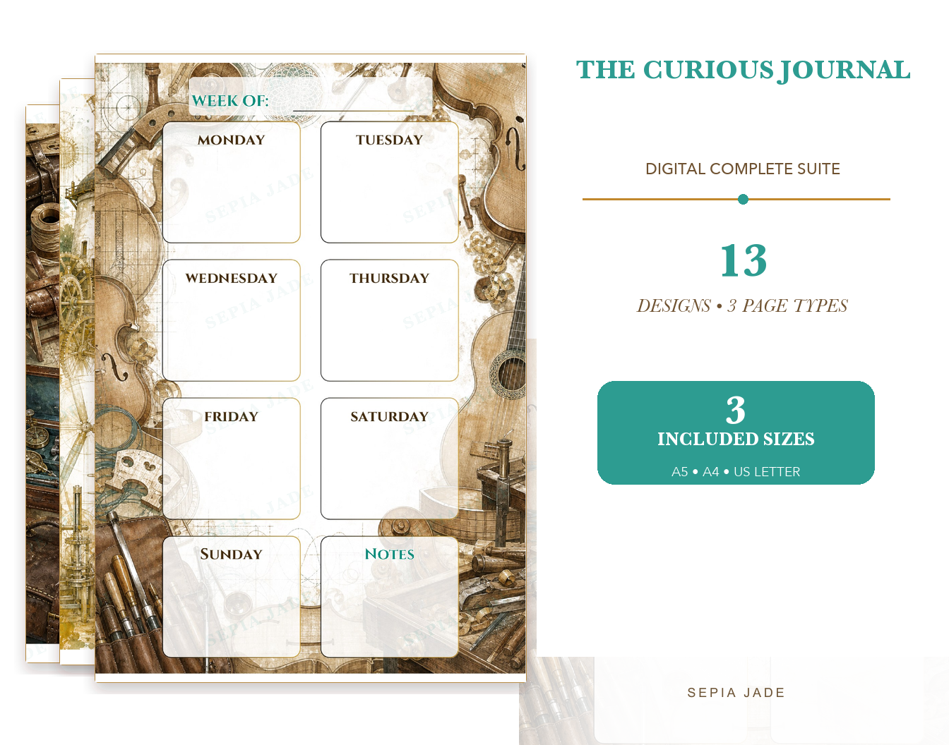 The Curious Journal Digital Complete Suite — 13 Designs hero preview