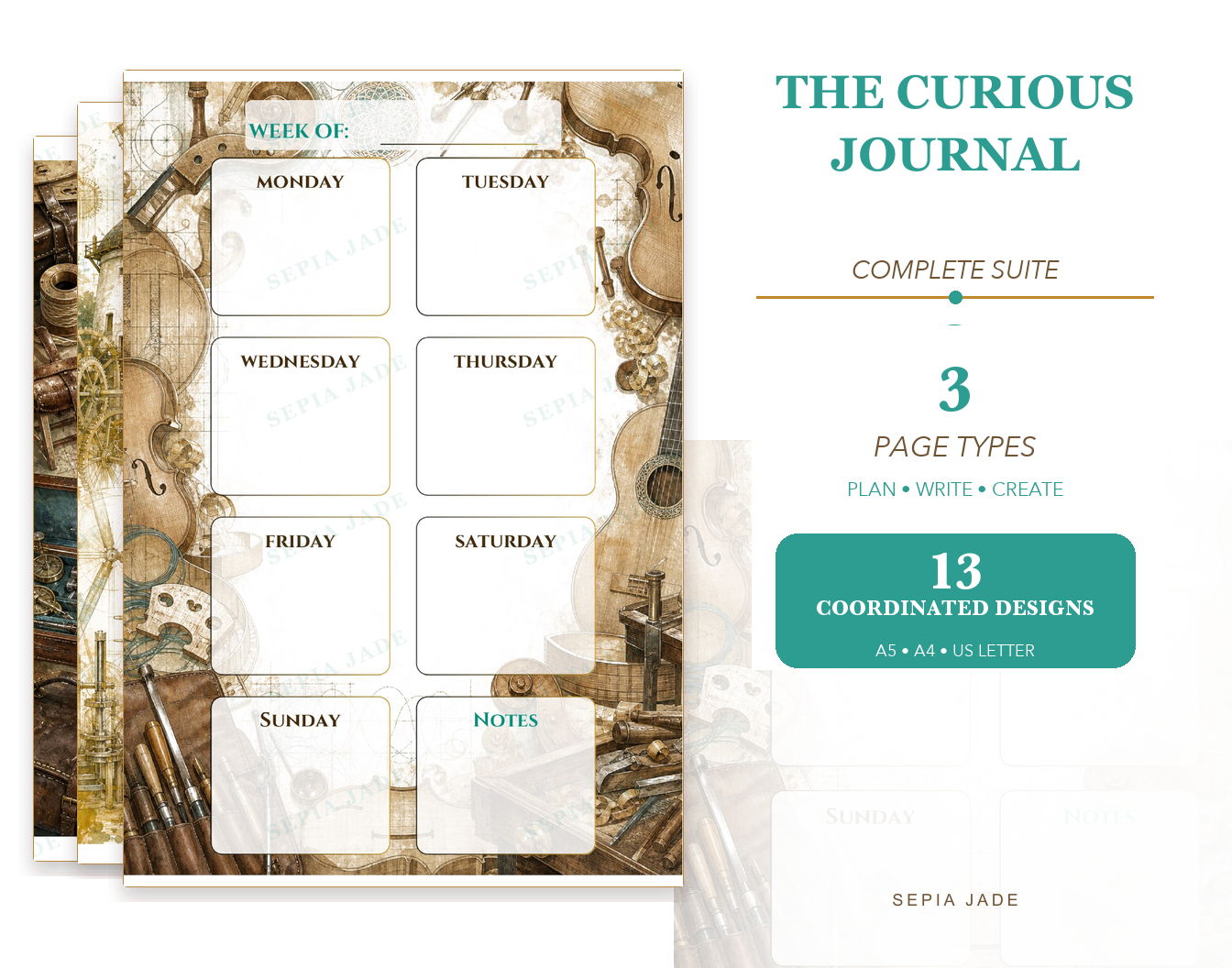 The Curious Journal Digital Complete Suite — 13 Designs