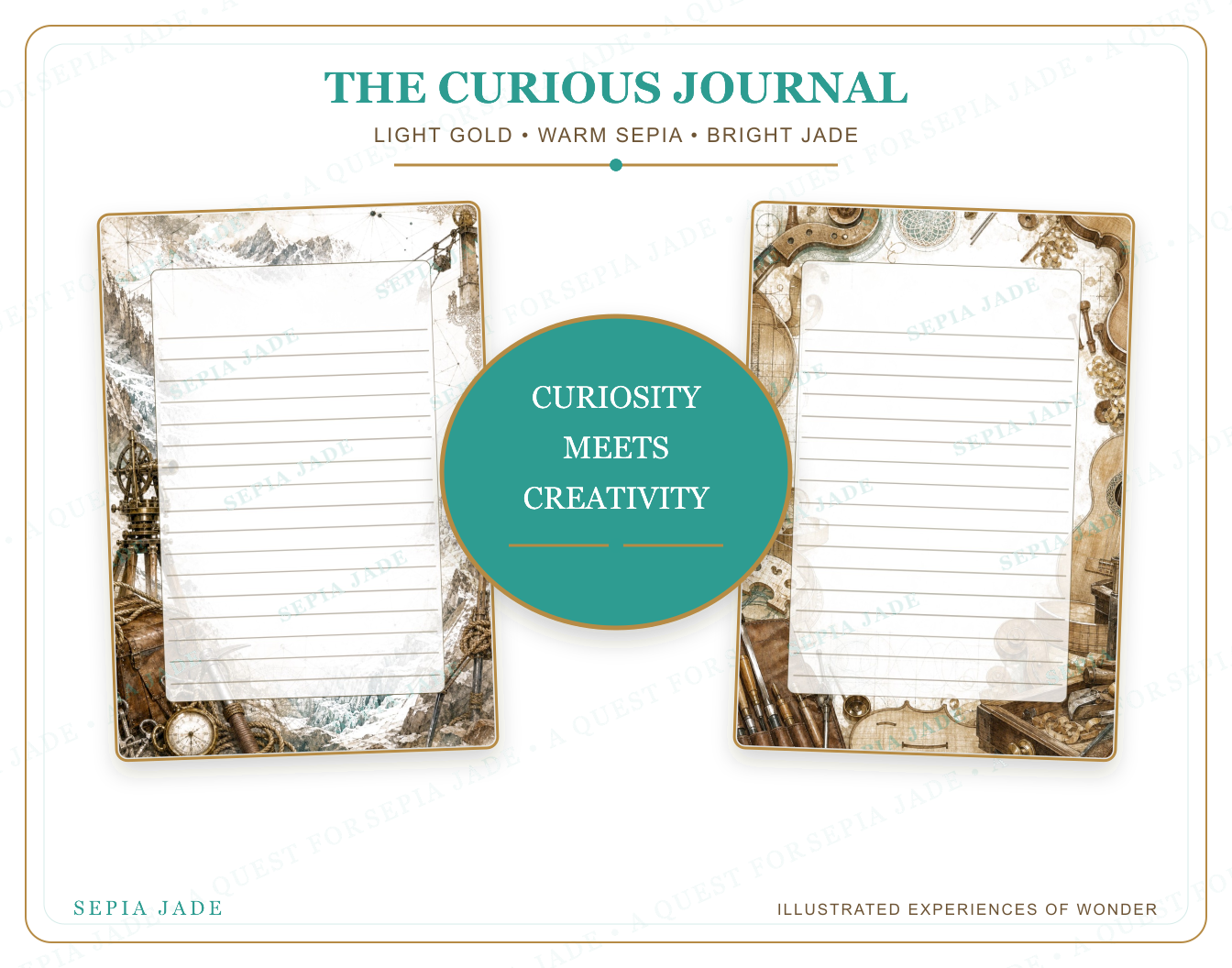 The artwork story for The Curious Journal Digital Journal Pages — 13 Designs