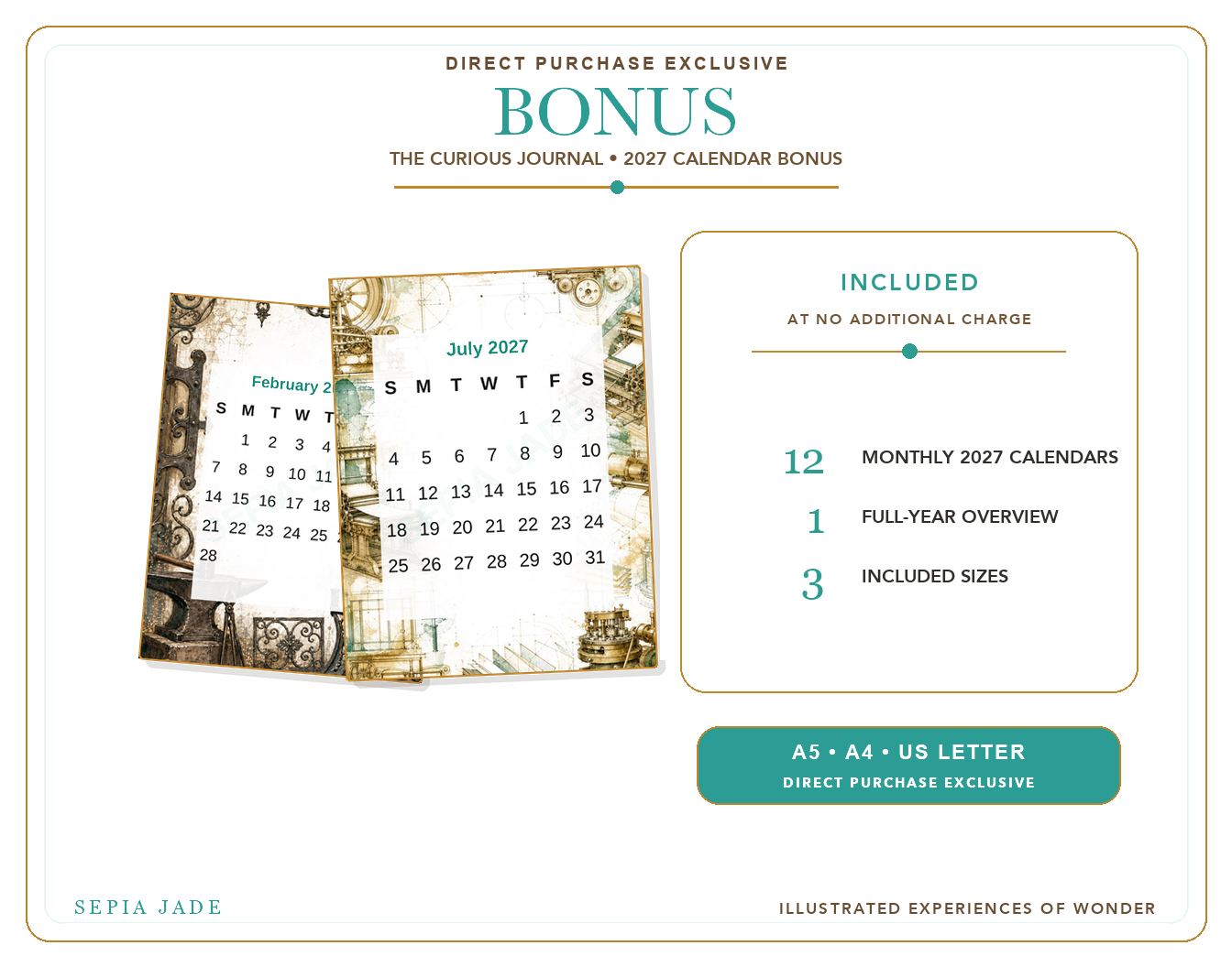 Direct-purchase 2027 Calendar Bonus preview for The Curious Journal