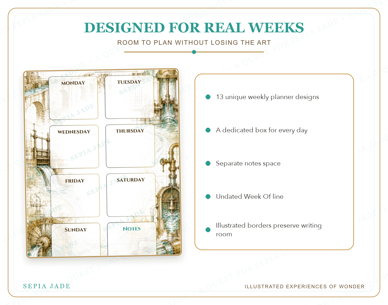 Product details for The Curious Journal Digital Weekly Planner — 13 Designs