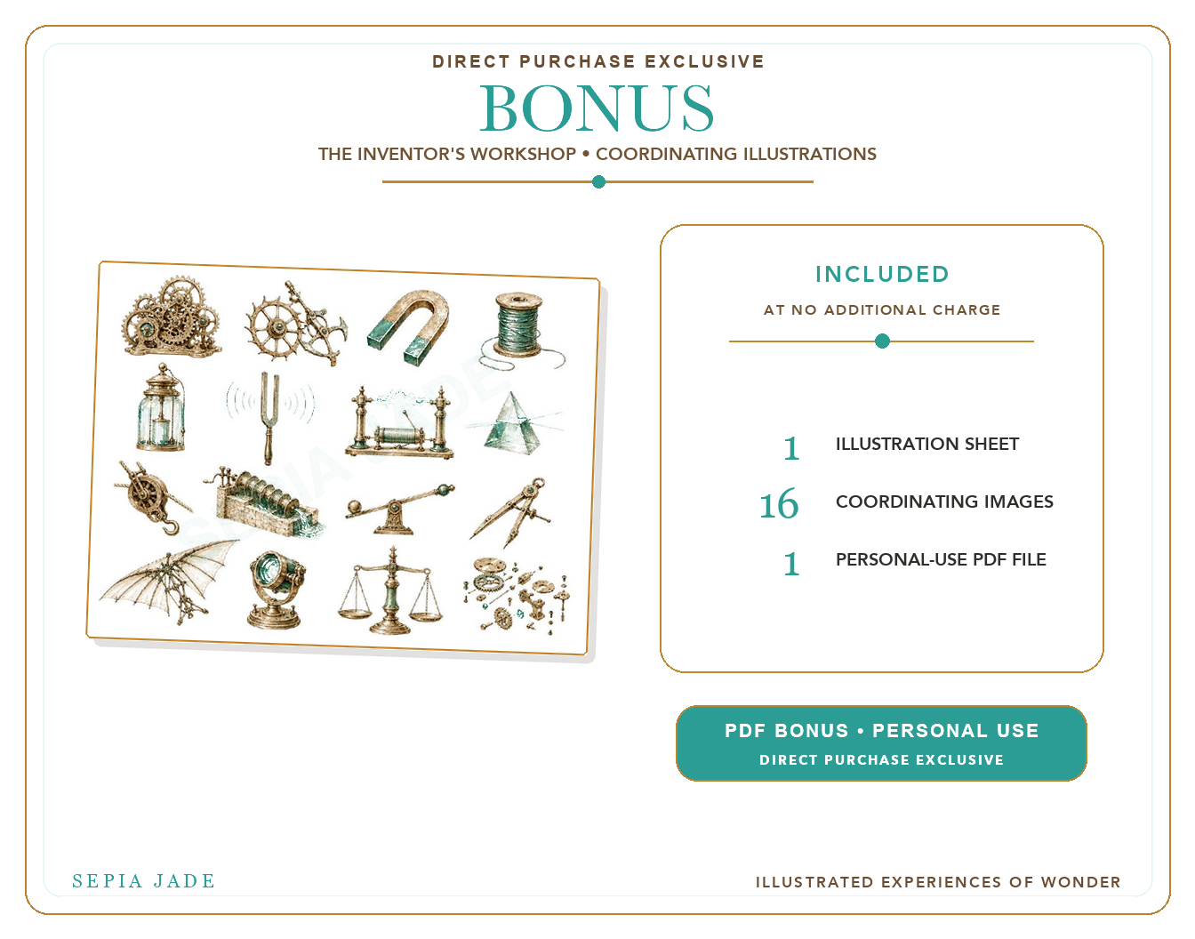 Direct-purchase Coordinating Illustration Bonus preview for The Inventor's Workshop