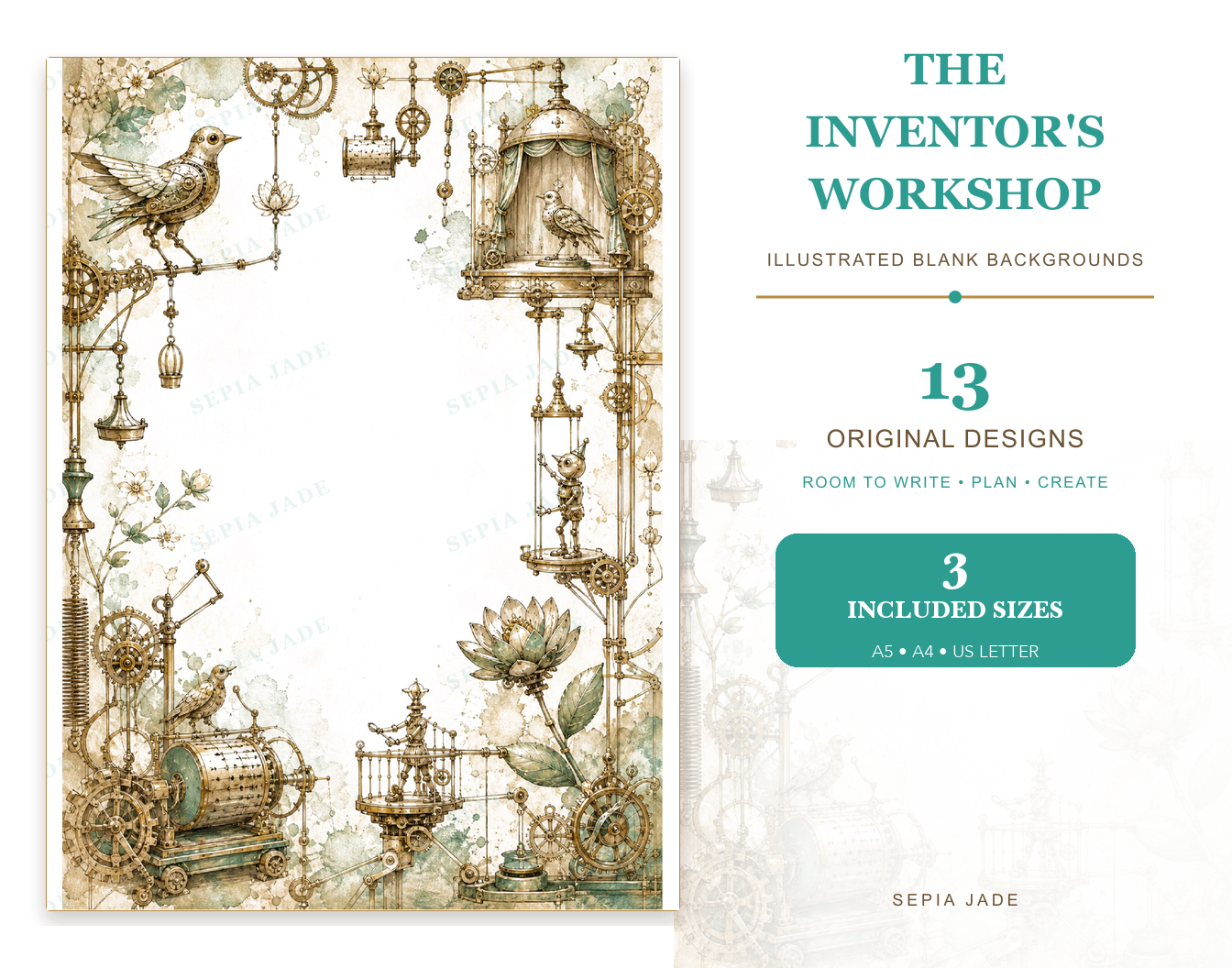 The Inventor's Workshop Digital Blank Backgrounds — 13 Designs