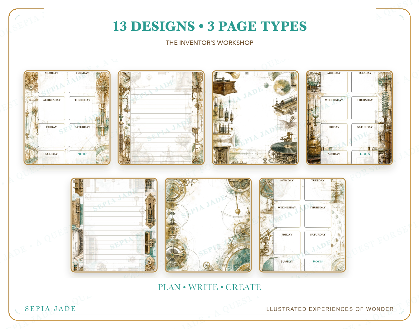 Thirteen coordinated designs included in The Inventor's Workshop Digital Complete Suite — 13 Designs