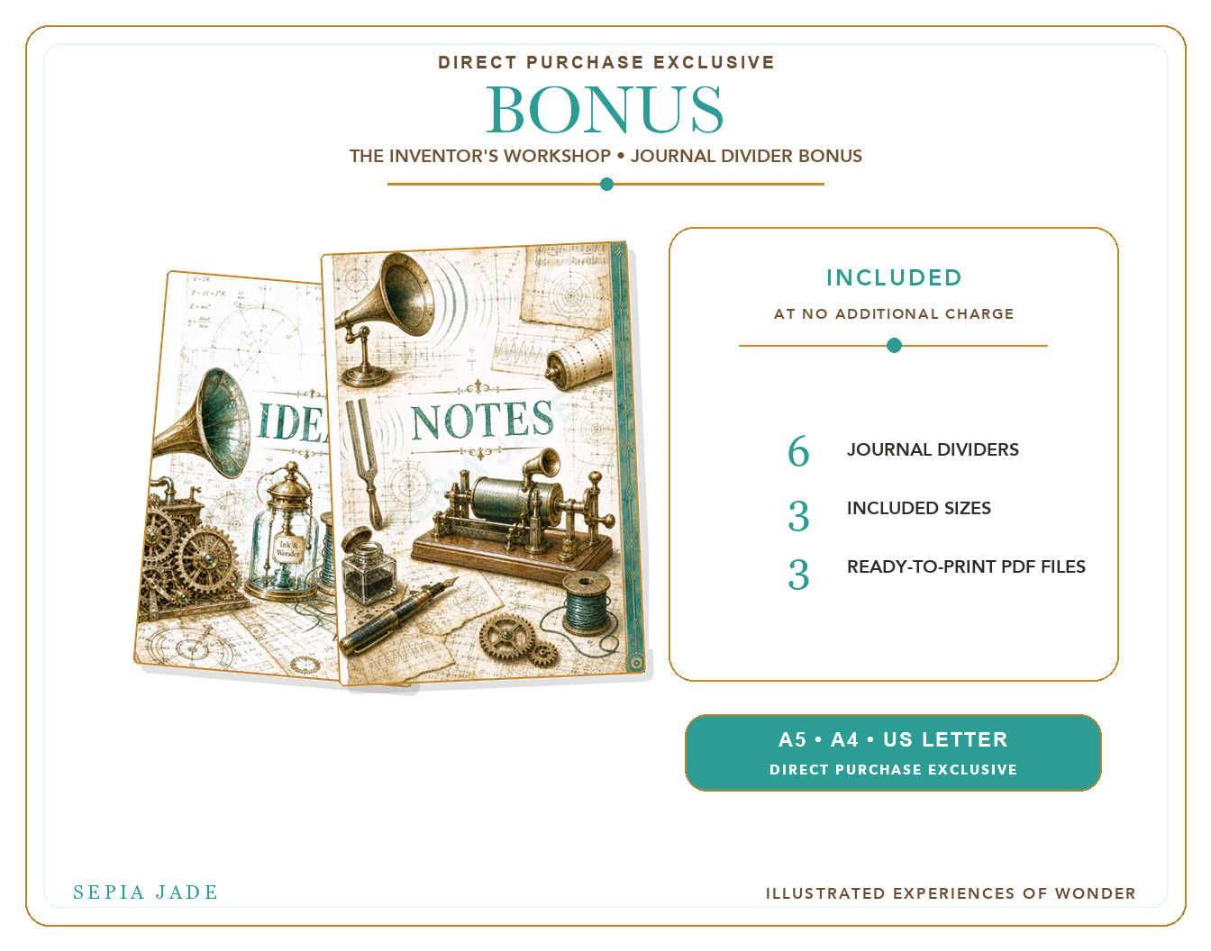 Direct-purchase Journal Divider Bonus preview for The Inventor's Workshop