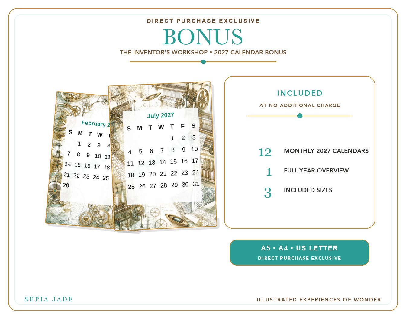 Direct-purchase 2027 Calendar Bonus preview for The Inventor's Workshop
