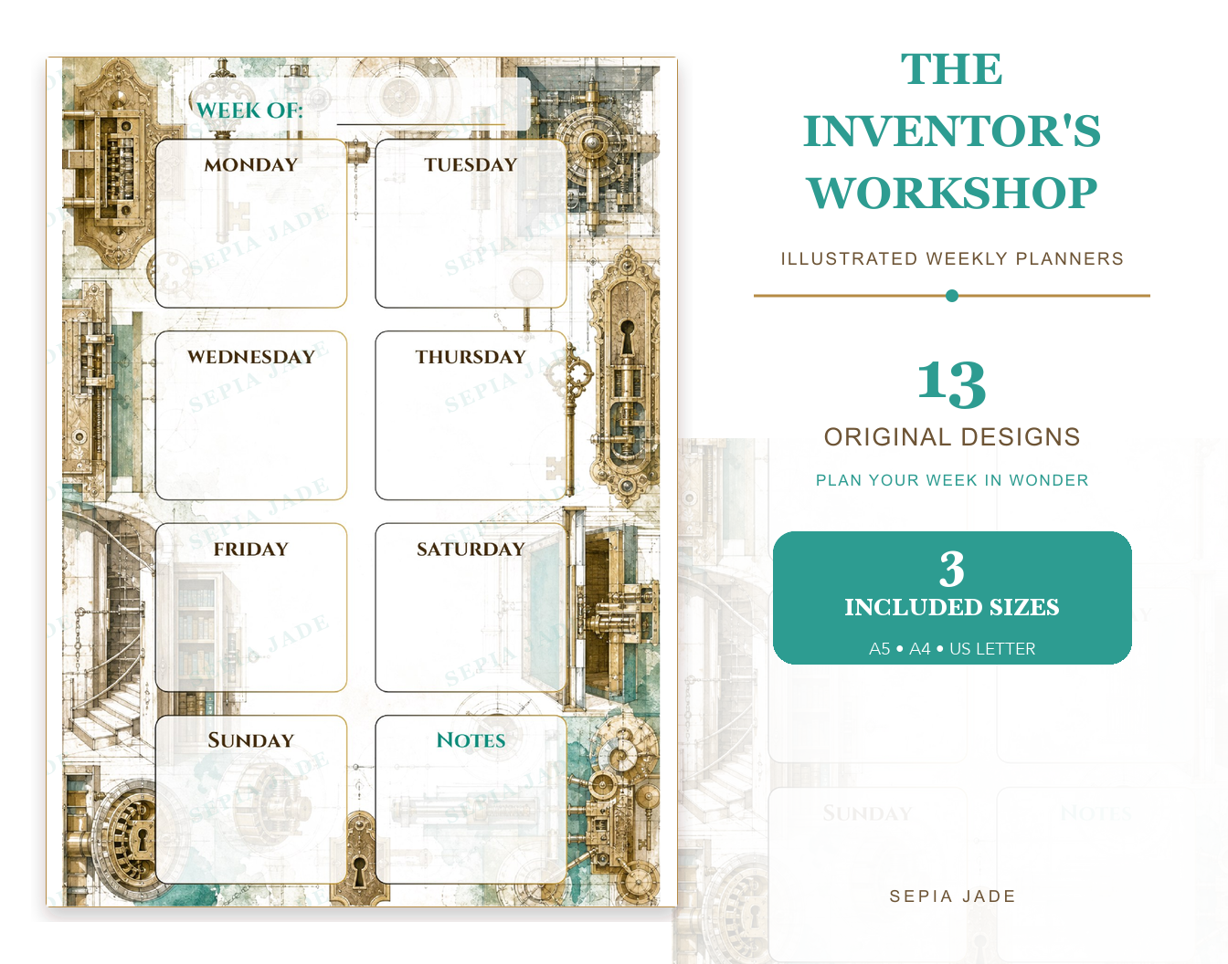 The Inventor's Workshop Digital Weekly Planner — 13 Designs