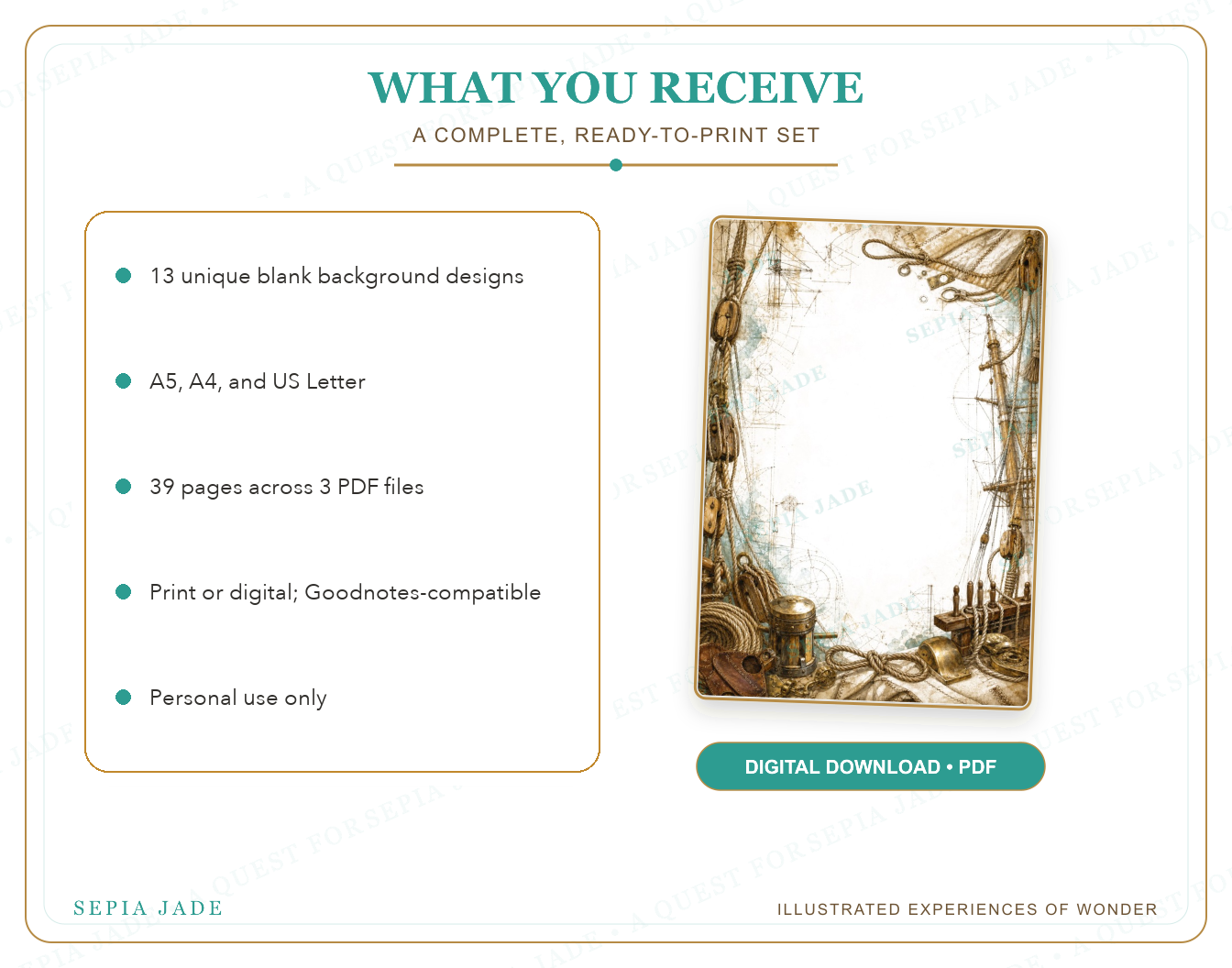 What is included in Voyages Above and Below Digital Blank Backgrounds — 13 Designs