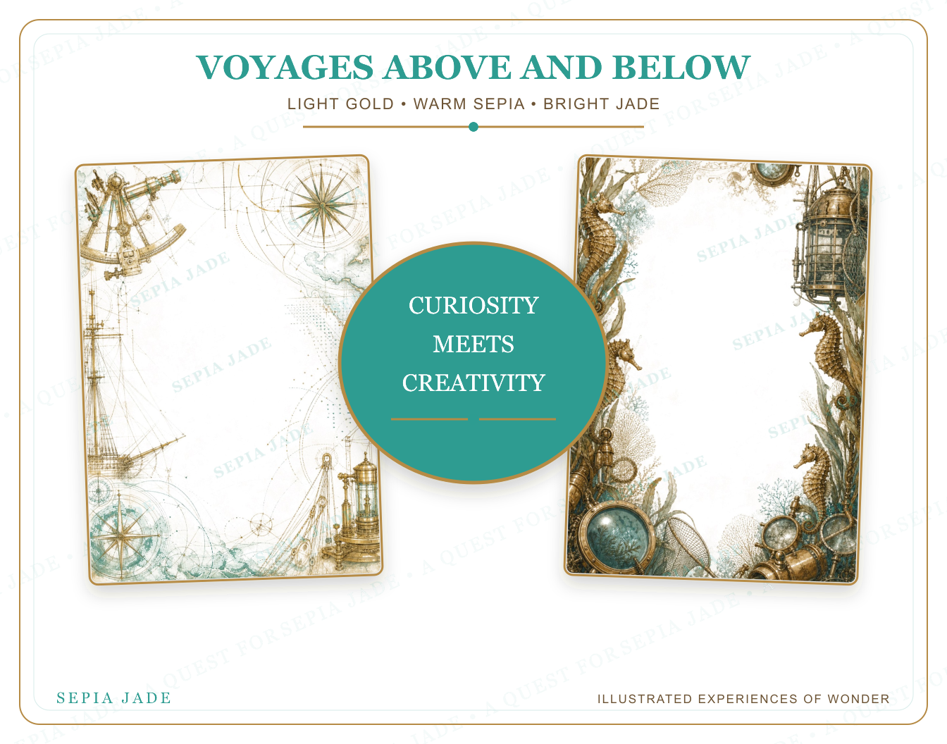 The artwork story for Voyages Above and Below Digital Blank Backgrounds — 13 Designs