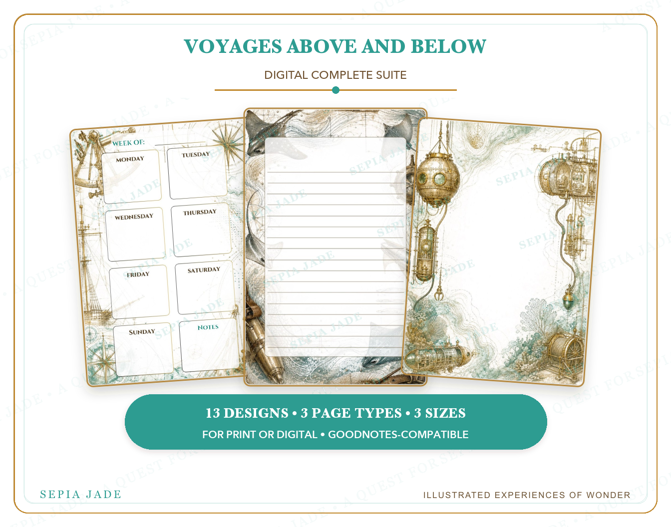 Instant digital download information for Voyages Above and Below Digital Complete Suite — 13 Designs