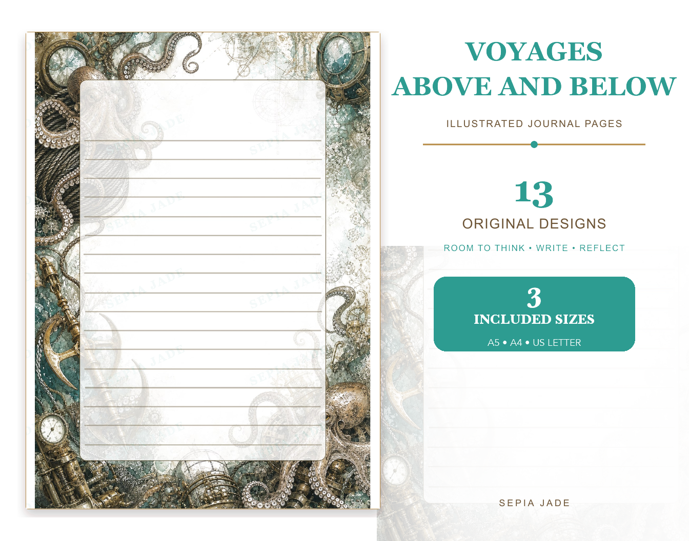 Voyages Above and Below Digital Journal Pages — 13 Designs hero preview