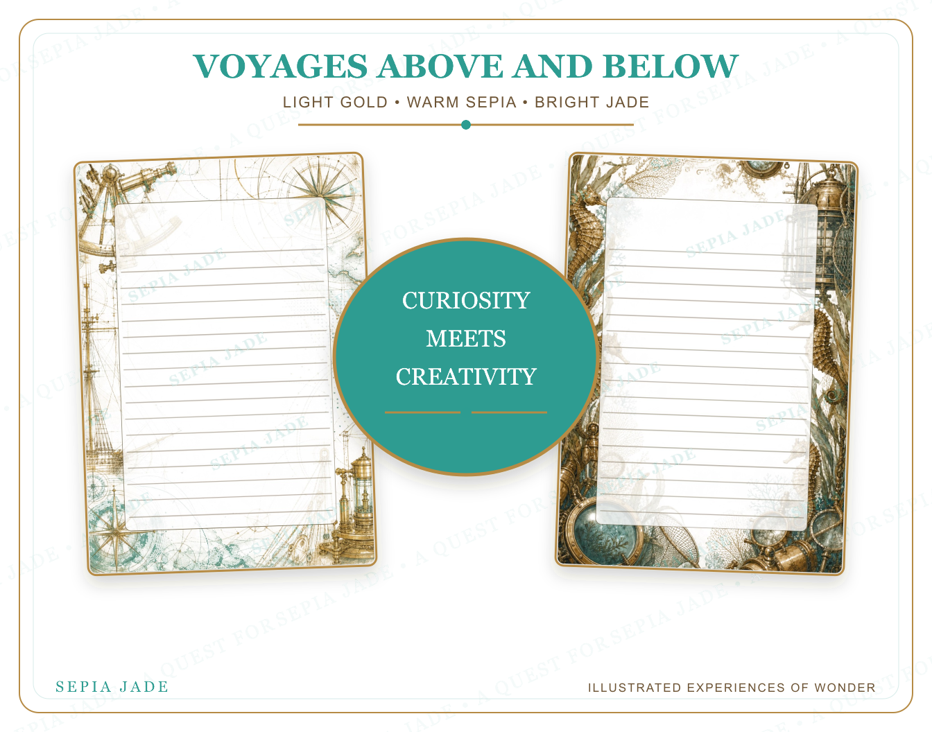 The artwork story for Voyages Above and Below Digital Journal Pages — 13 Designs