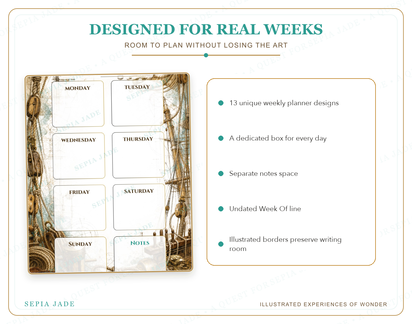 Product details for Voyages Above and Below Digital Weekly Planner — 13 Designs