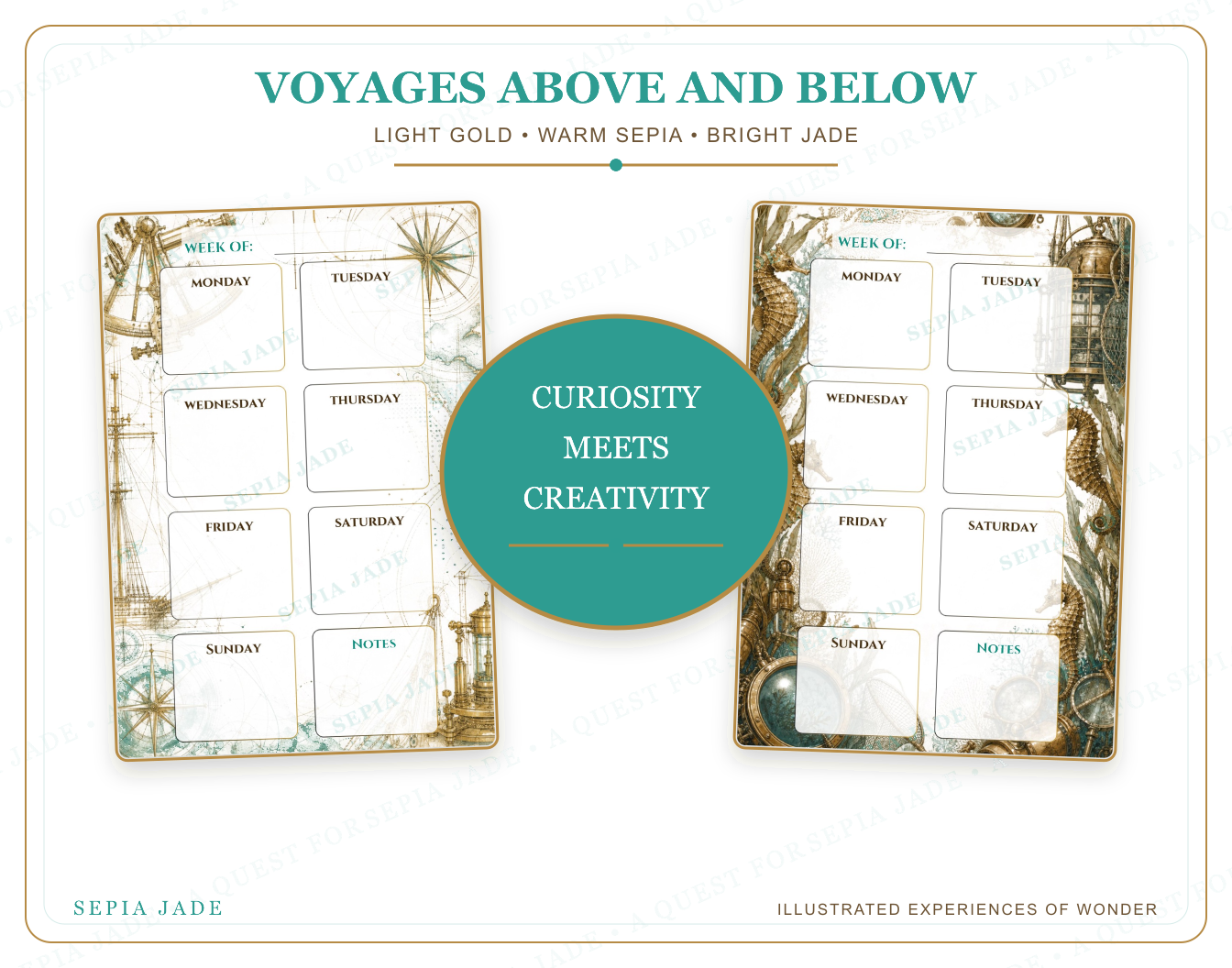 The artwork story for Voyages Above and Below Digital Weekly Planner — 13 Designs
